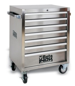 Wózek narzędziowy z siedmioma szufladami wykonany ze stali nierdzewnej