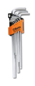 Klucze trzpieniowe kątowe, długie, chromowane w uchwycie Beta 96LCSC8