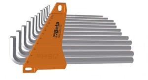 Klucze trzpieniowe kątowe, długie, chromowane w uchwycie 12szt Beta 96LC/SC12