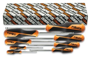 Wkrętaki z końcówką trzpieniową sześciokątną kulistą Beta grip w zestawie