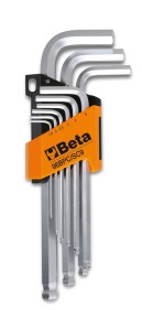 Klucze trzpieniowe kątowe z końcówką kulistą, chromowane w uchwycie Beta 96BPC/SC9