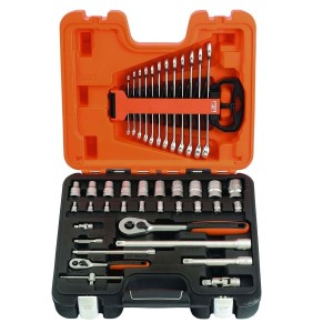 Zestaw nasadek 1/4" i 1/2" oraz kluczy płasko-oczkowych Bahco S410