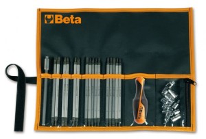 Zestaw 16 grotów dwustronnych, 9 nasadek 1/4", z rękojeścią i 2 akcesoriami, w etui